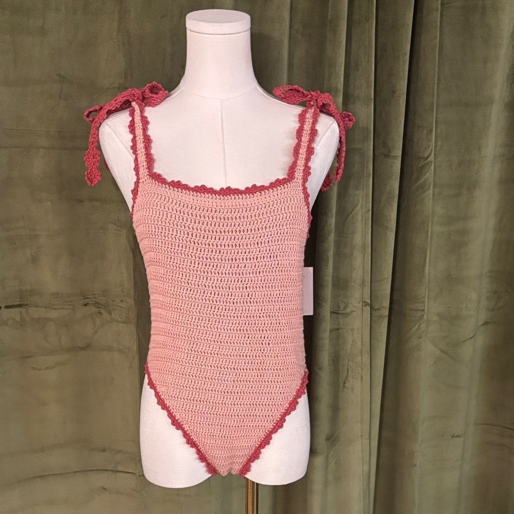 NWT Maiyo Pink Crochet One-Piece Swimsuit, S